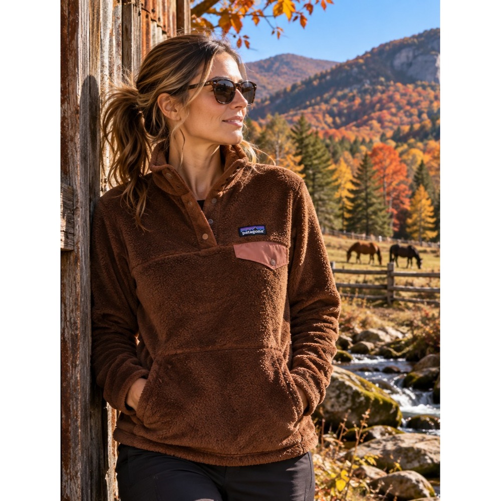 Patagonia Re-Tool Snap-T Pullover Womens S Moccasin Brown Polartec Thermal Pro
